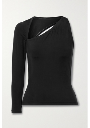 Balenciaga - One-sleeve Cutout Stretch-jersey Top - Black - FR34,FR36,FR38,FR40