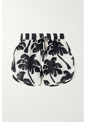 Farm Rio - Coconut Printed Cotton-voile Shorts - Black - x small,small,medium,large,x large