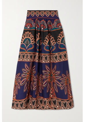 Farm Rio - Ainika Gathered Printed Cotton Maxi Skirt - Orange - xx small,x small,small,medium,large,x large
