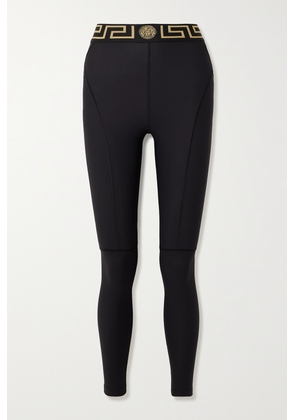 Versace - Paneled Stretch-jersey Leggings - Black - xx small,x small,small,medium,large,x large