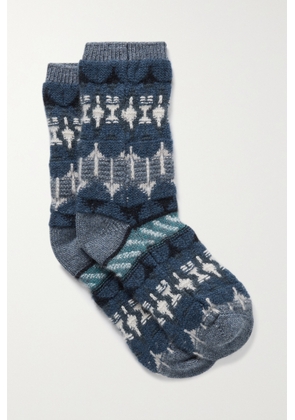 Loro Piana - Calza Noel Jacquard-knit Cashmere Socks - Blue - S,M,L