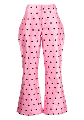 Batsheva flared polka-dot cropped trousers - Pink