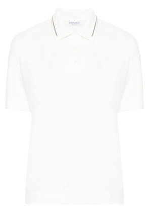 Brunello Cucinelli Monili-trim cotton polo shirt - Neutrals