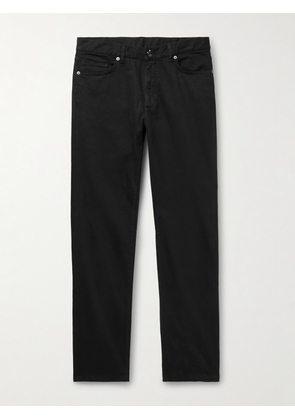 Zegna - Slim-Fit Brushed Cotton-Blend Trousers - Men - Black - UK/US 30