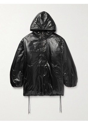 SAINT LAURENT - Oversized Logo-Embroidered Padded Shell Half-Zip Hooded Jacket - Men - Black - IT 46