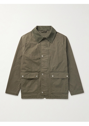 NN07 - Glenn 8001 Corduroy-Trimmed Garment-Dyed Cotton-Canvas Jacket - Men - Green - S