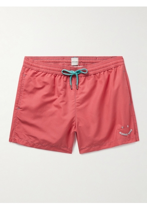 Paul Smith - Happy Slim-Fit Short-Length Logo-Embroidered Recycled Swim Shorts - Men - Orange - S