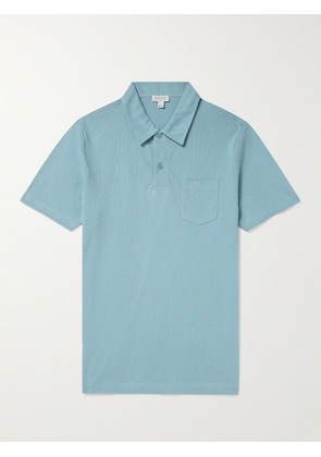 Sunspel - Riviera Slim-Fit Cotton-Mesh Polo Shirt - Men - Blue - S