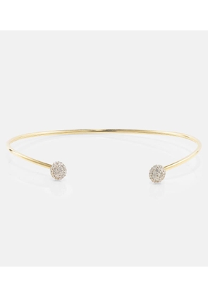 Stone and Strand Dainty Mirror Ball 10kt gold cuff bracelet with diamonds