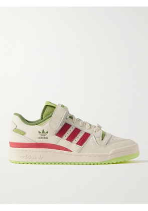 adidas Originals - The Grinch Forum Low V2 Suede-Trimmed Leather Sneakers - Men - Neutrals - UK 5