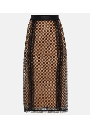 Gucci GG mesh lace-trimmed pencil skirt