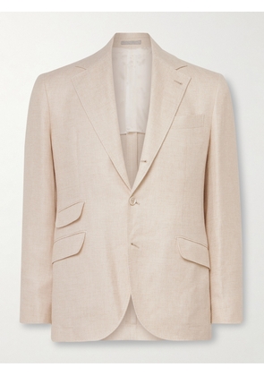 Brunello Cucinelli - Slim-Fit Linen, Wool and Silk-Blend Blazer - Men - Neutrals - IT 46