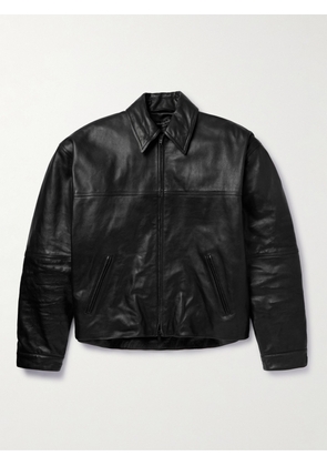 Balenciaga - Cocoon Kick Oversized Logo-Debossed Leather Jacket - Men - Black - S