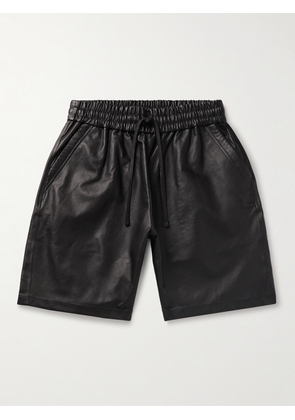 John Elliott - LA Straight-Leg Leather Drawstring Shorts - Men - Black - S