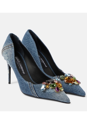 Dolce&Gabbana Crystal-embellished denim pumps