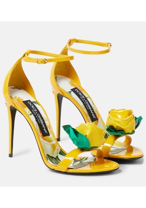 Dolce&Gabbana Keira floral-appliqué patent leather sandals