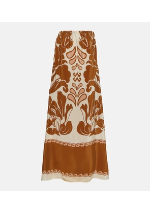 Adriana Degreas Printed strapless silk maxi dress
