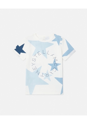 Stella McCartney - Stella Logo Star Print T-Shirt, Blue, Size: 10