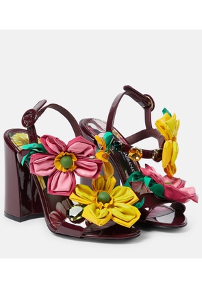Dolce&Gabbana Floral-appliqué patent leather sandals