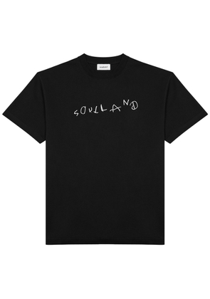 Soulland Scribble Logo-print Cotton T-shirt - Black - L