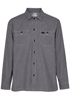 Nudie Jeans Vincent Striped Cotton Overshirt - Navy - XL
