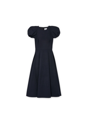 G. Label by goop Elle Rounded-Sleeve Midlength Dress in Navy, Size 2