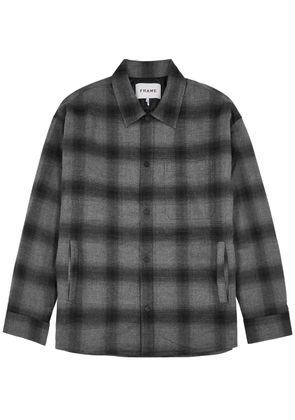 Frame Plaid Flannel Overshirt - Black - L