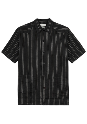Oliver Spencer Cuban Striped Linen Shirt - Black - XL