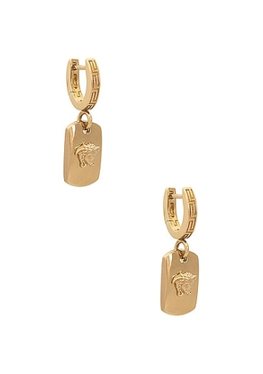 VERSACE Square Earrings in Gold - Metallic Gold. Size all.