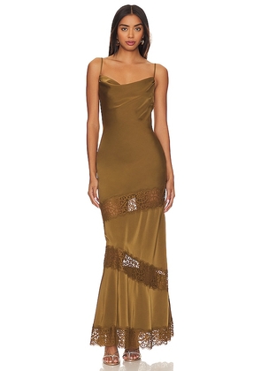 House of Harlow 1960 x REVOLVE Nouvelle Maxi Gown in Olive. Size M, S, XL, XS, XXS.
