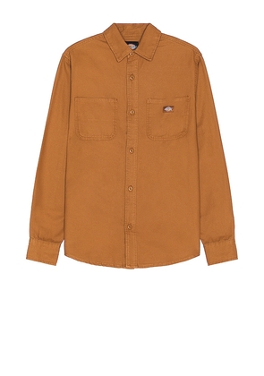 Dickies Duck Canvas Long Sleeve Shirt in Brown. Size M, S, XL/1X.