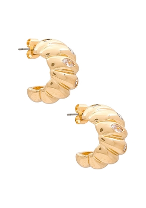 Ettika Chunk Hoop Earrings in Metallic Gold.