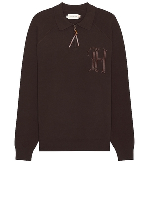 Honor The Gift Zip Henley Sweater in Brown. Size M.