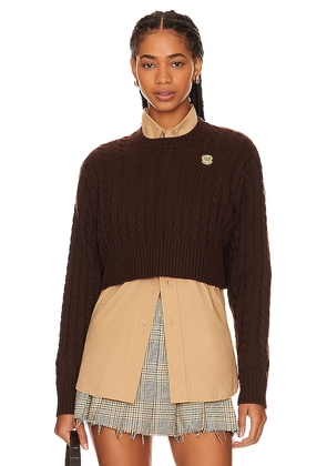 BEVERLY HILLS x REVOLVE Cropped Cable Crew in Brown. Size M, S, XL, XS.