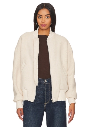 Citizens of Humanity Brianna Fleece Bomber in Cream. Size M, XL, XS.