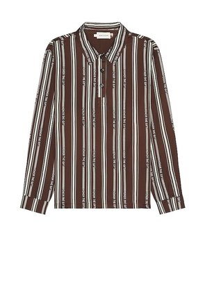Honor The Gift Stripe Henley in Brown. Size M, S, XL/1X.