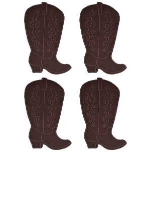 Chefanie Cowboy Boot Cocktail Napkins Set Of 4 in Brown.