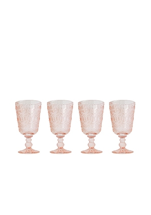 Chefanie Pink Stem Glasses Set Of 4 in Pink.