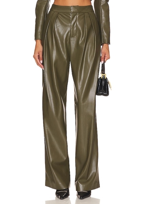 Alice + Olivia Pompey Faux Leather Pant in Olive. Size 10, 12, 14.