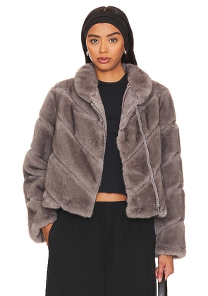 Generation Love Cici Faux Fur Jacket in Grey. Size M, S, XL, XS.