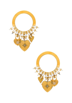 Elizabeth Cole Zinnia Earrings in Metallic Gold.