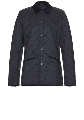 Barbour Checked Heritage Liddesdale Quilt Jacket in Navy. Size S.