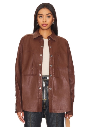 Free People Easy Rider Faux Leather Shacket in Cognac. Size M, S, XL, XS.