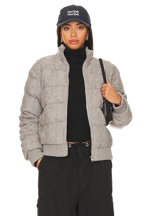 Central Park West Aubrey Cable Puffer Jacket in Grey. Size XS.