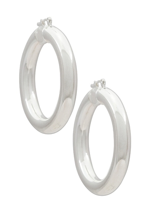 Child of Wild Large Aubree Tube Hoops in Metallic Silver.