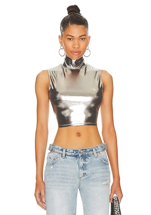 h:ours Katerina Top in Metallic Silver. Size XS.