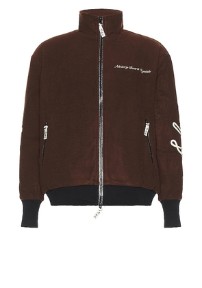 Advisory Board Crystals Wool Track Jacket in Brown. Size M, S, XL/1X.