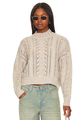 Autumn Cashmere Blouson Sleeve Cable Crew Neck in Cream. Size S, XL, XS.