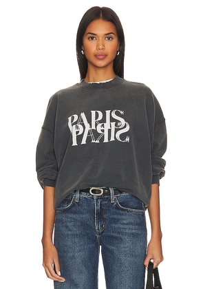 ANINE BING Jaci Paris Sweatshirt in Black. Size M, XS.