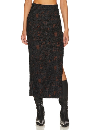 Free People Rosalie Velvet Midi Skirt in Black. Size M, XS.
